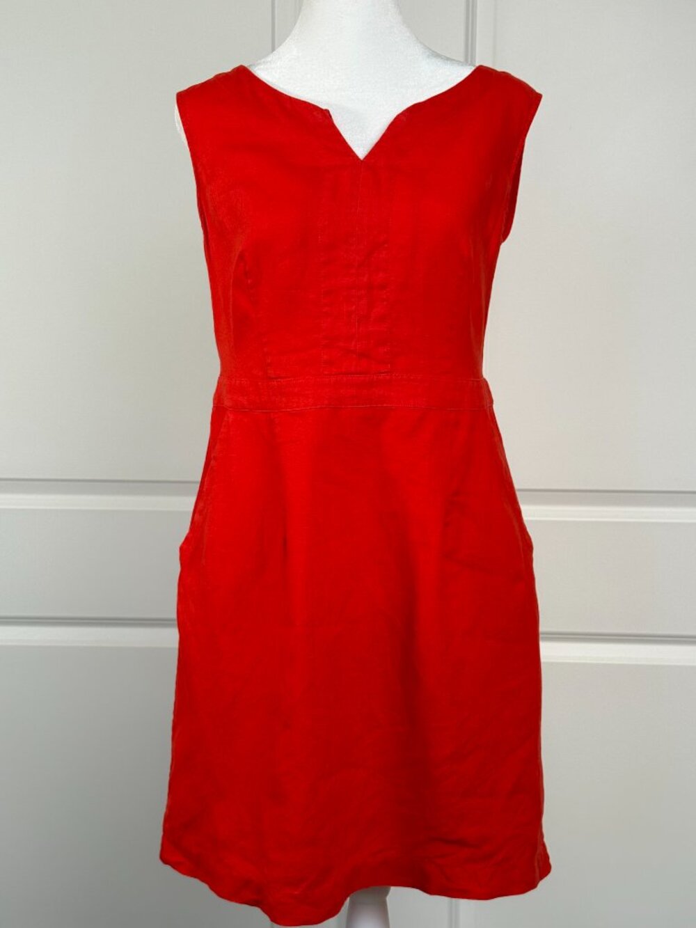BODEN Rae Sleeveless 100% Linen Mini Dress in Red Pop, Women’s Size 6